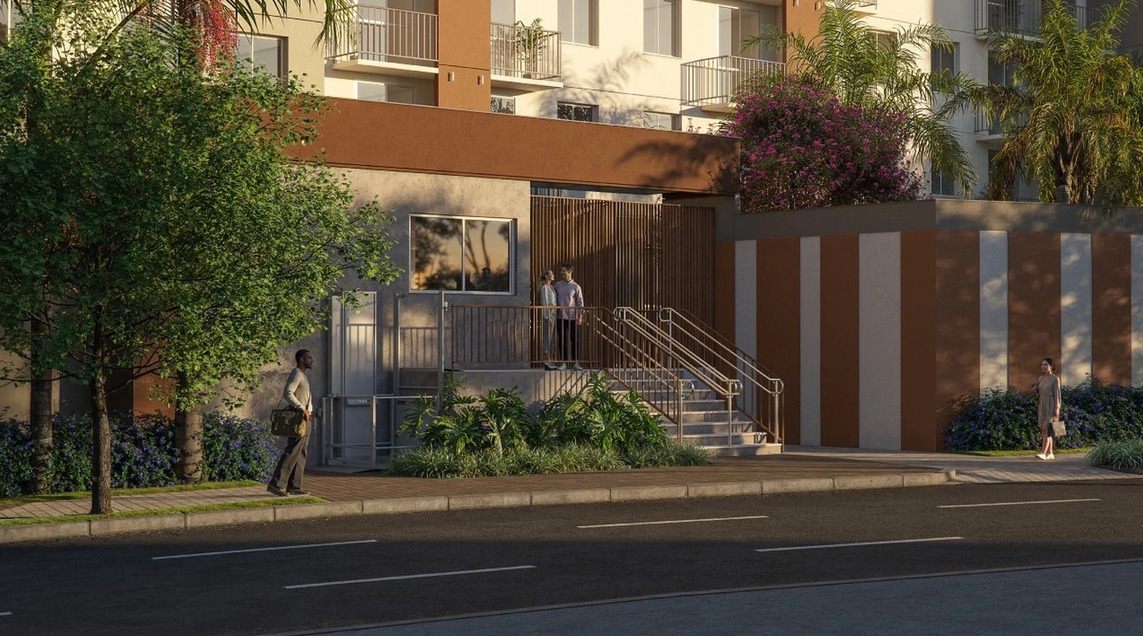 Perspectiva — Entrada com acessibilidade — imagem demonstrativa